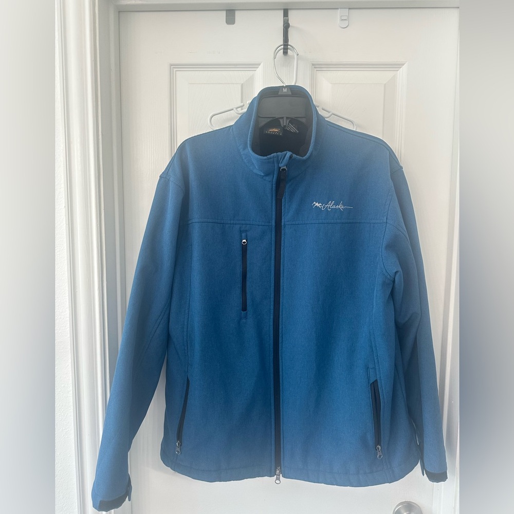 Prairie Mountain, Alaska Men's Soft Shell Performance Jacket in Blue, Large